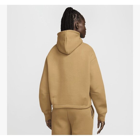 Nike Sportswear Tech Fleece Women's Oversized Hoodie (FV6322-224, Flax/Black)XS - Picture 2 of 6